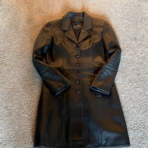Genuine leather black coat.